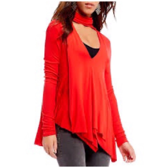 Free People Tops - Free People uptown choker neck tunic top red small